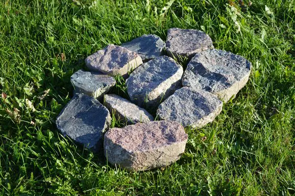 Broken stones in half
